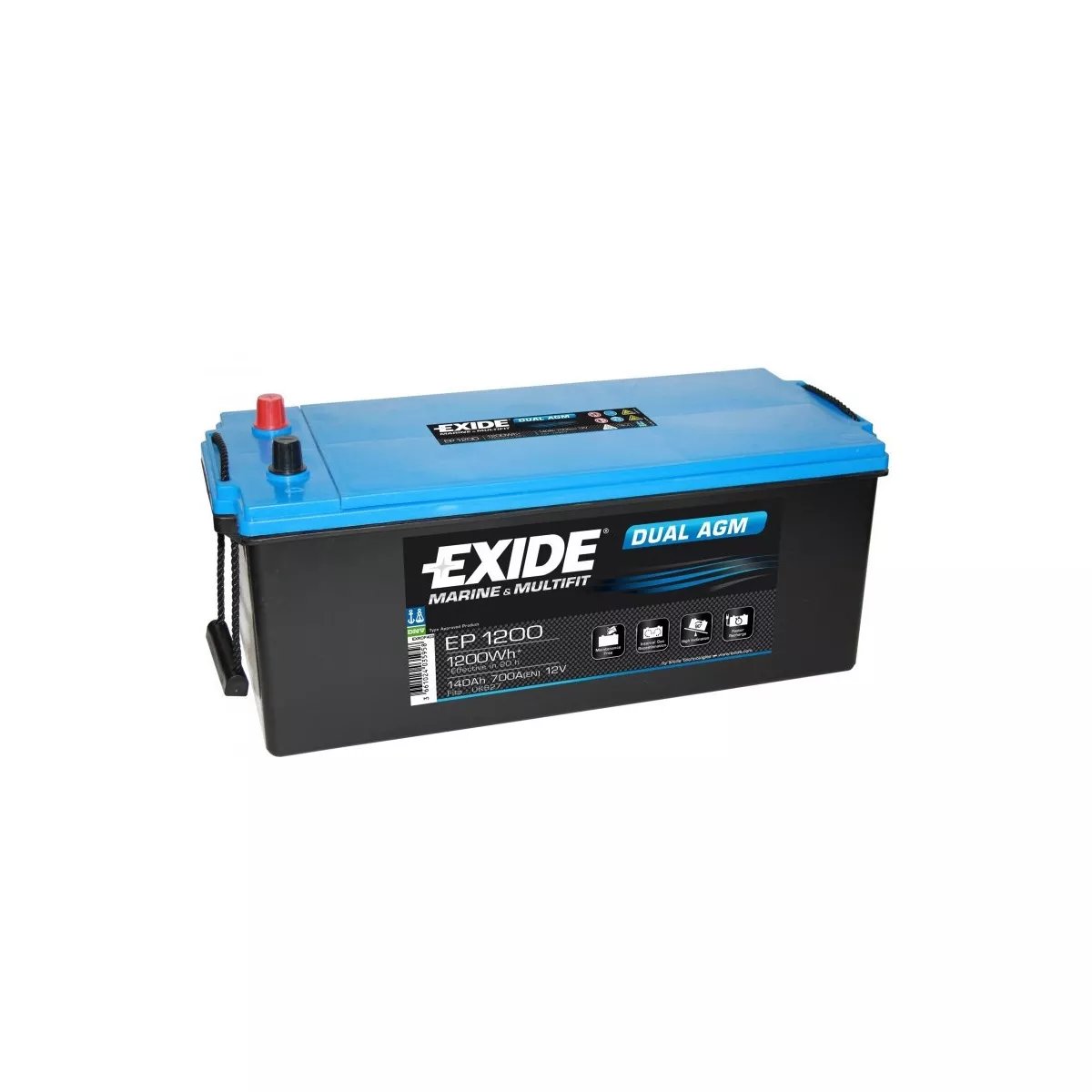 BATTERIE EXIDE DUAL AGM EP1200 12V 140AH 700A BATTERIE EXIDE DUAL AGM EP1200 12V 140AH 700A – Image 1