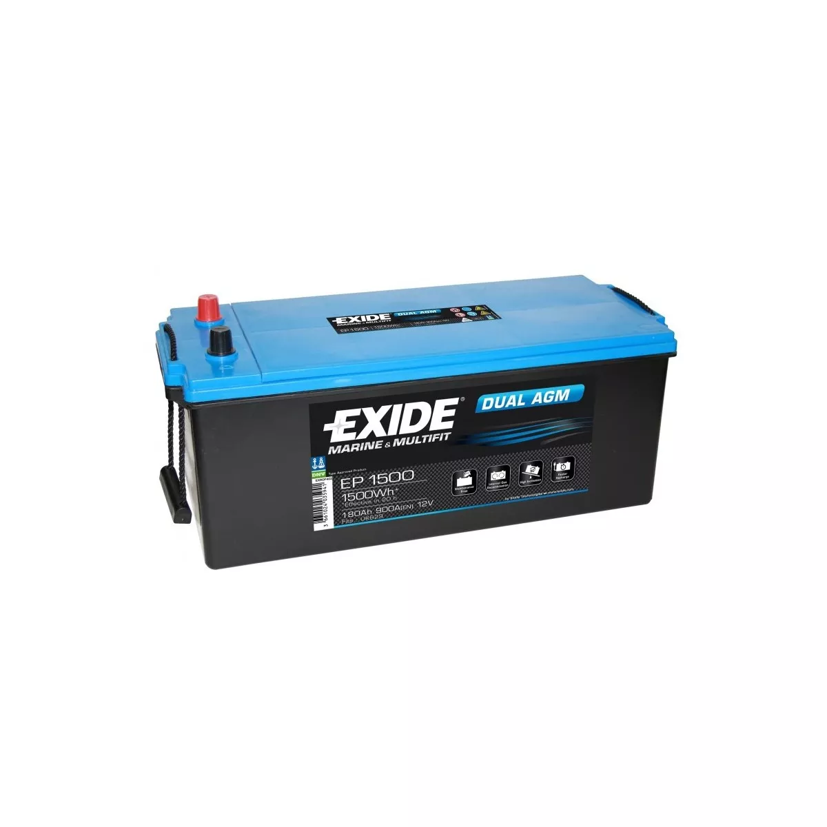 BATTERIE EXIDE DUAL AGM EP1500 12V 180AH 900A BATTERIE EXIDE DUAL AGM EP1500 12V 180AH 900A – Image 1