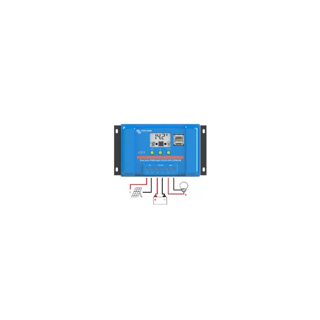 CONTROLEUR DE CHARGE VICTRON ENERGY BLUESOLAR PWM LCD&USB 12/24V 10A
