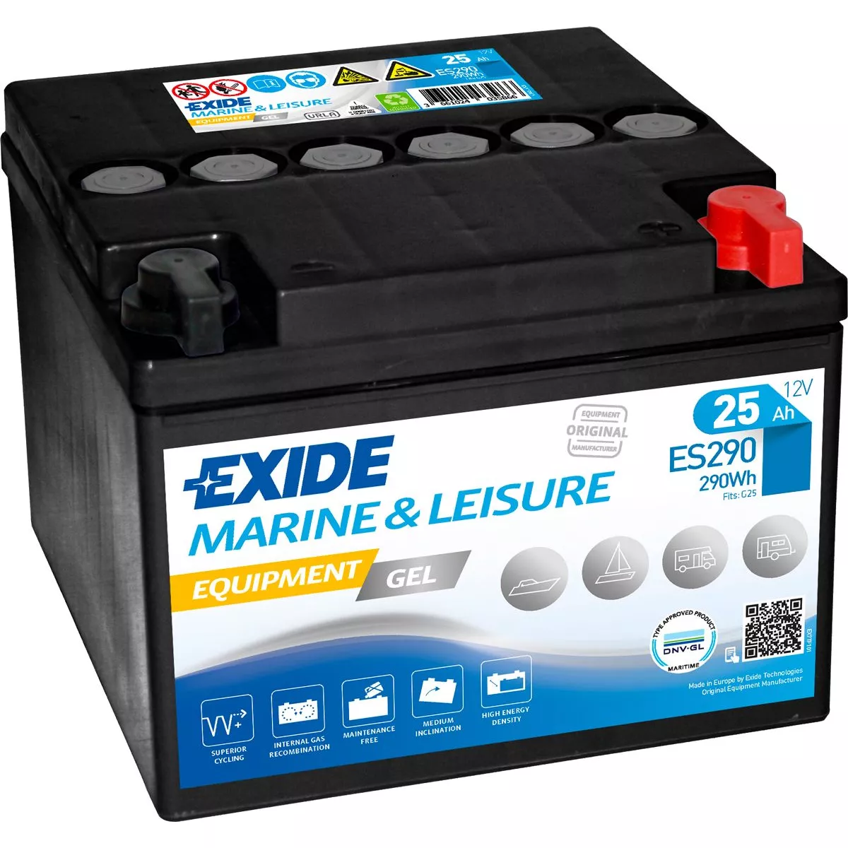 BATTERIE GEL EXIDE MARINE & LEISURE ES290 12V 25Ah 150A BATTERIE GEL EXIDE MARINE & LEISURE ES290 12V 25Ah 150A – Image 1