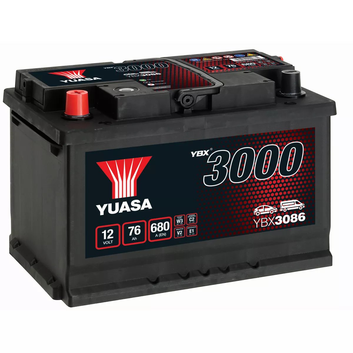 BATTERIE YUASA YBX3086 12V 76Ah 680A BATTERIE YUASA YBX3086 12V 76Ah 680A – Image 1