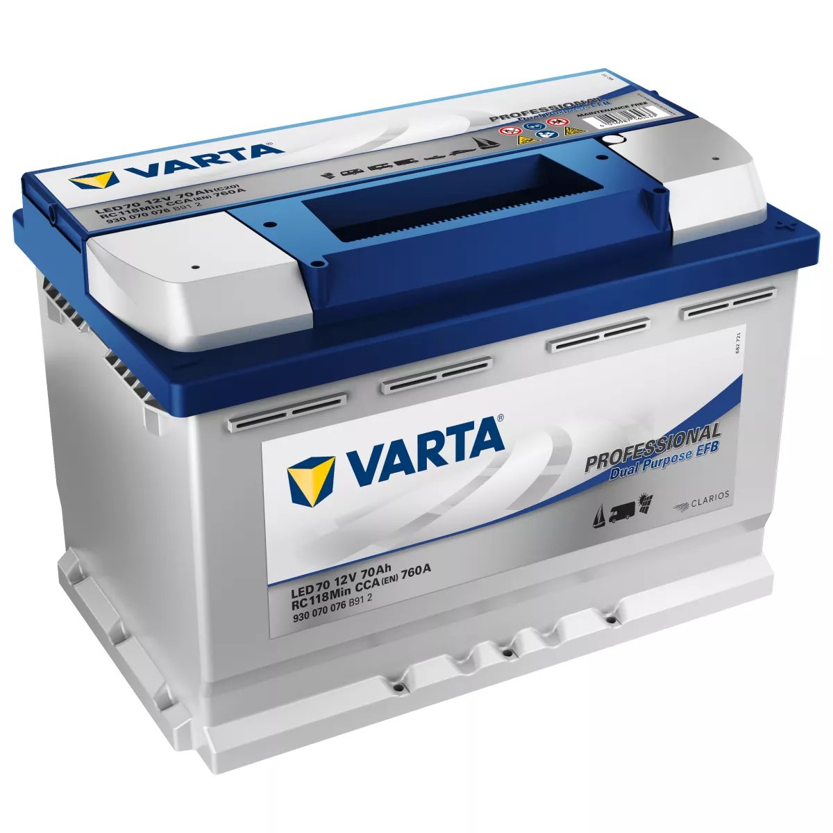 BATTERIE VARTA DUAL PURPOSE EFB LED70 12V 70AH 760A BATTERIE VARTA DUAL PURPOSE EFB LED70 12V 70AH 760A – Image 1