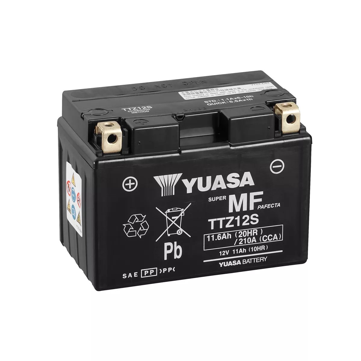 BATTERIE MOTO YUASA AGM TTZ12S-BS 12V 11AH 210A Chargeur Moto Yuasa YCX1.5 6-12V 1,5A – Image 1