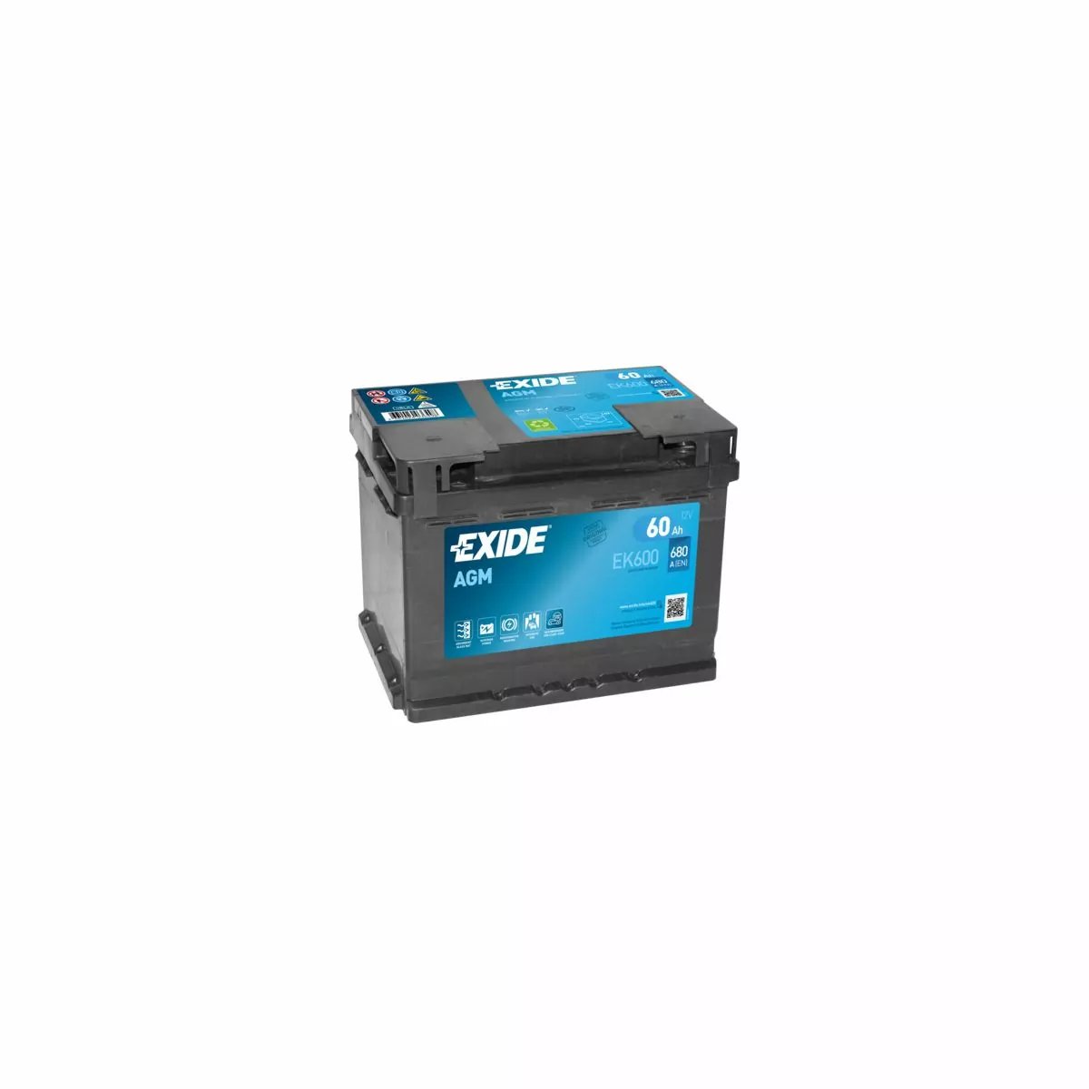 BATTERIE EXIDE START STOP AGM EK600 12V 60AH 680A BATTERIE EXIDE START STOP AGM EK600 12V 60AH 680A – Image 1