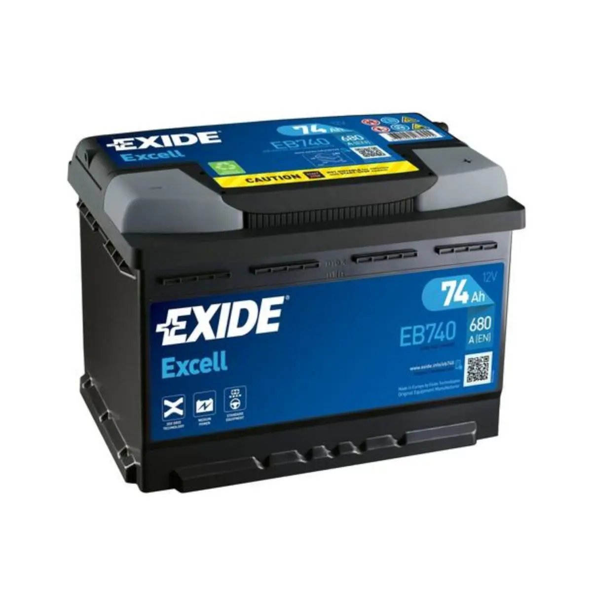 BATTERIE EXIDE EXCELL EB740 12V 74AH 680A BATTERIE EXIDE EXCELL EB740 12V 74AH 680A – Image 1