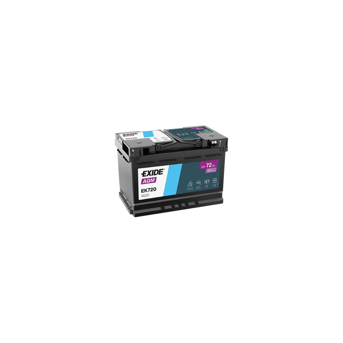 BATTERIE EXIDE START STOP AGM EK720 12V 72AH 760A BATTERIE EXIDE START STOP AGM EK720 12V 72AH 760A – Image 1