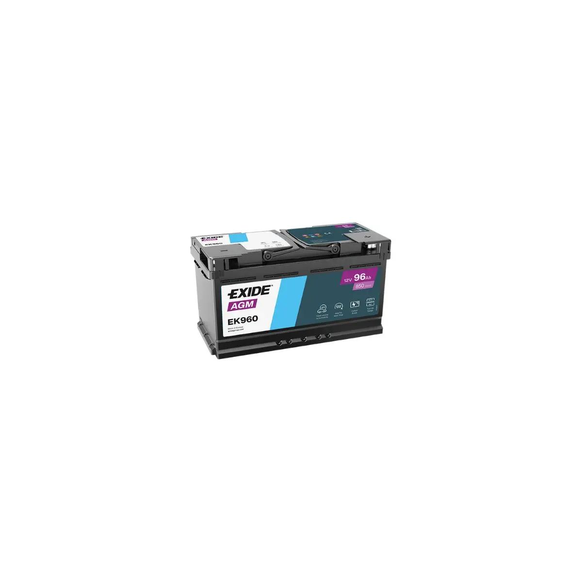 BATTERIE EXIDE START STOP AGM EK960 12V 96AH 850A BATTERIE EXIDE START STOP AGM EK960 12V 96AH 850A – Image 1
