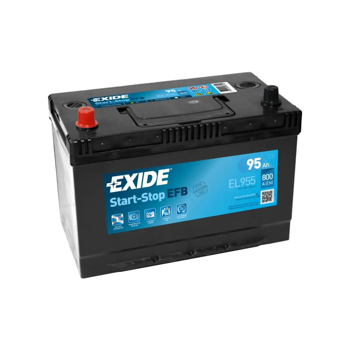BATTERIE EXIDE START STOP EFB EL955 12V 95AH 800A BATTERIE EXIDE EXCELL EB357 12V 35AH 240A – Image 1