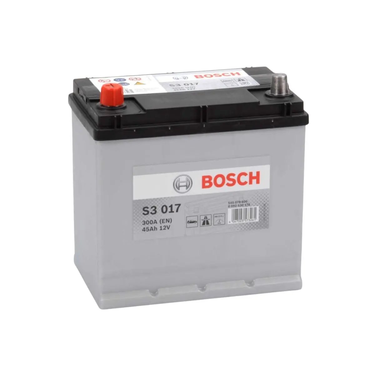 BATTERIE BOSCH S3017 12V 45AH 300A(EN) BATTERIE BOSCH S3017 12V 45AH 300A(EN) – Image 1