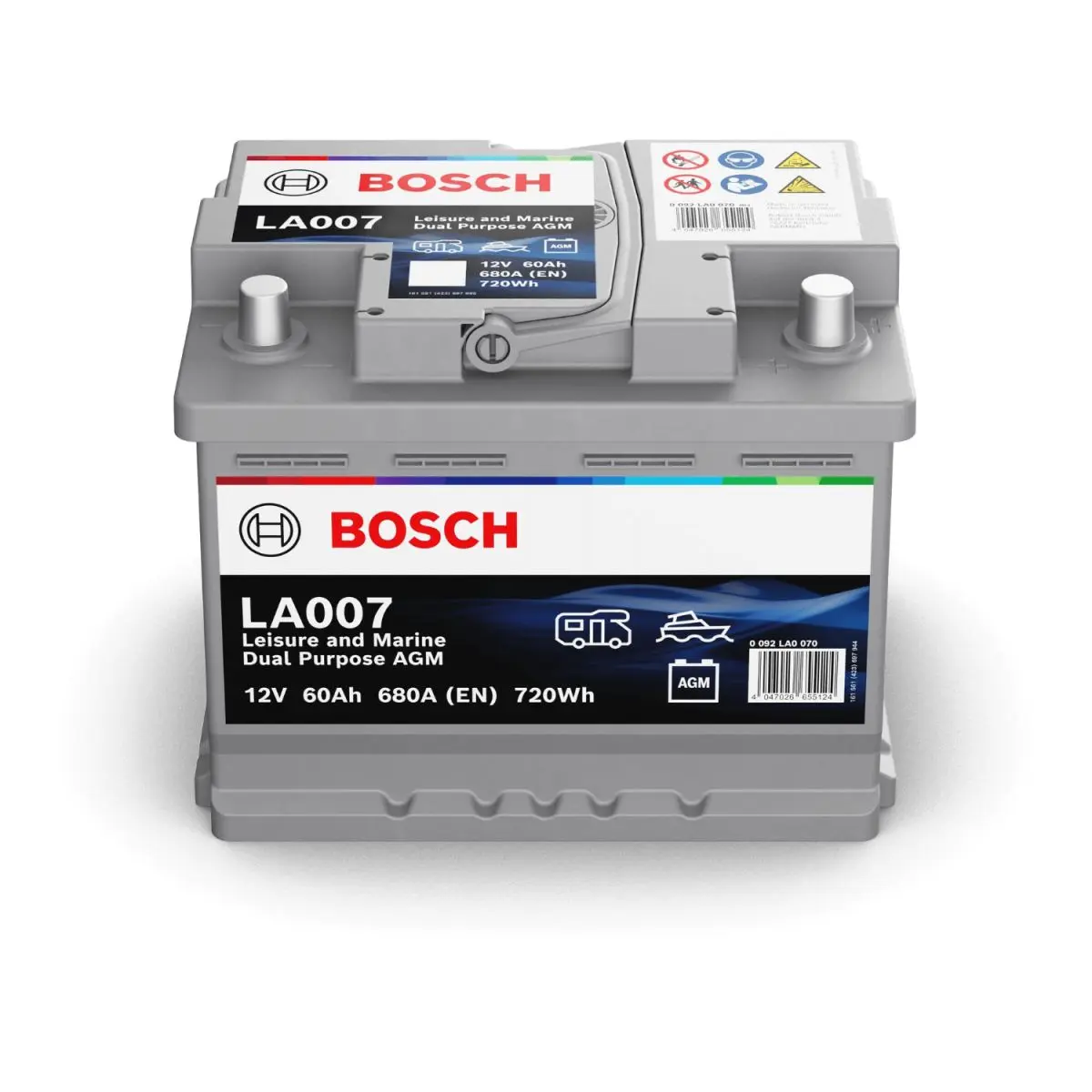 BATTERIE BOSCH AGM LA007 12V 60AH 680A(EN) BATTERIE BOSCH AGM LA007 12V 60AH 680A(EN) – Image 1