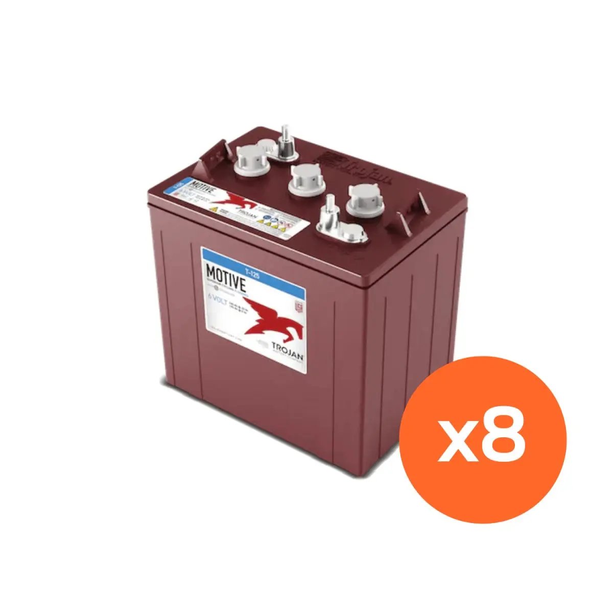 PACK 8 BATTERIES GOLFETTE TROJAN T125 6V 240AH BATTERIE TROJAN DEEP CYCLE J305PG-AC 6V – Image 1