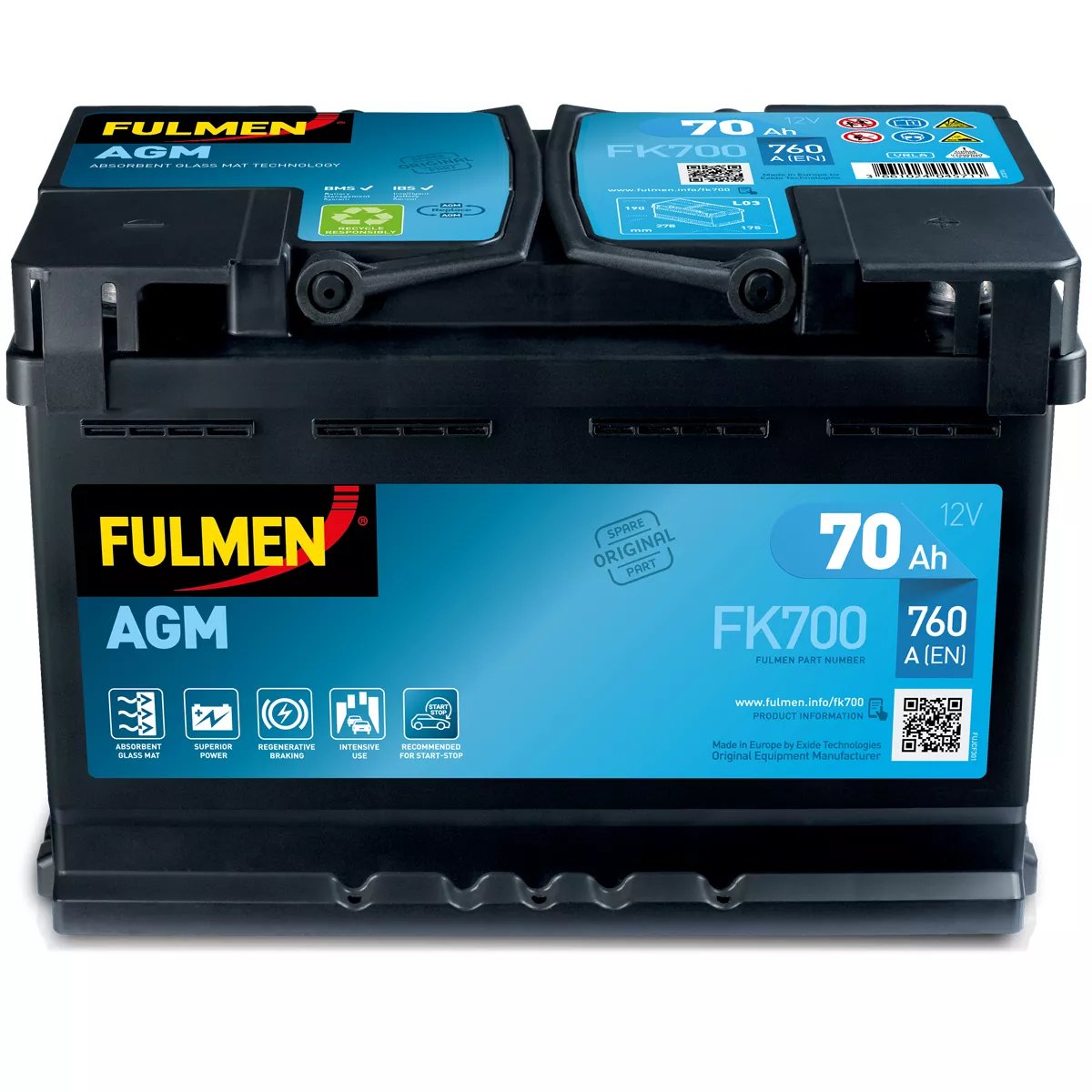 BATTERIE FULMEN START STOP AGM FK700 12V 70AH 760A BATTERIE FULMEN START STOP AGM FK700 12V 70AH 760A – Image 1