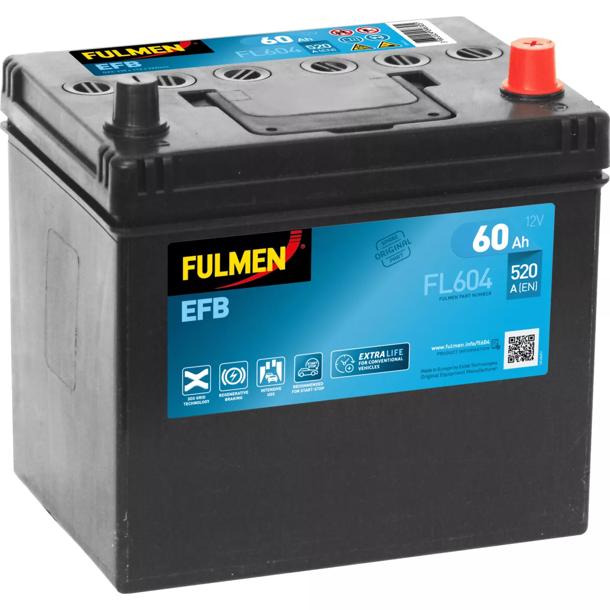 BATTERIE EFB FULMEN FL604 12V 60AH 520A BATTERIE EFB FULMEN FL604 12V 60AH 520A – Image 1