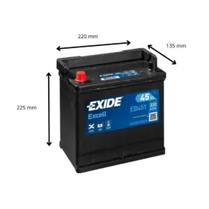 BATTERIE EXIDE EXCELL EB451 12V 45AH 330A – Image 2