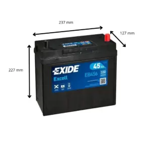BATTERIE EXIDE EXCELL EB456 12V 45AH 330A – Image 2