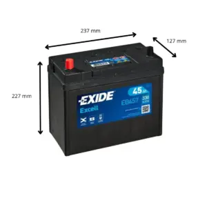 BATTERIE EXIDE EXCELL EB457 12V 45AH 330A – Image 2