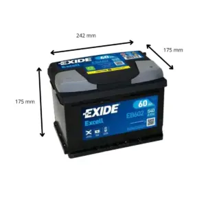 BATTERIE EXIDE EXCELL EB602 12V 60AH 540A – Image 2