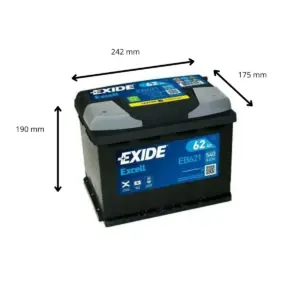BATTERIE EXIDE EXCELL EB621 12V 62AH 540A – Image 2