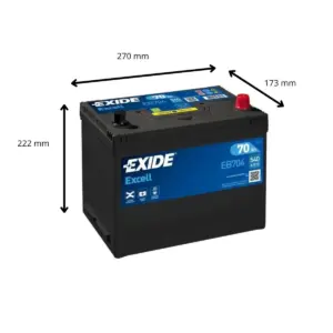 BATTERIE EXIDE EXCELL EB704 12V 70AH 540A – Image 2