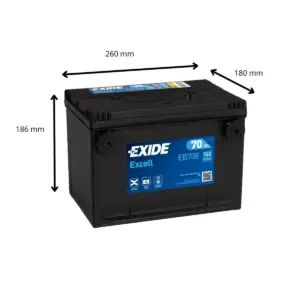 BATTERIE EXIDE EXCELL EB708 12V 70AH 740A – Image 2
