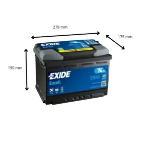 BATTERIE EXIDE EXCELL EB740 12V 74AH 680A – Image 2