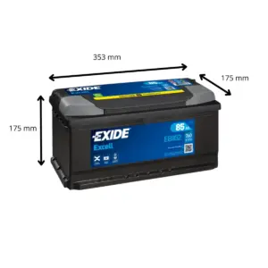 BATTERIE EXIDE EXCELL EB852 12V 85AH 760A – Image 2