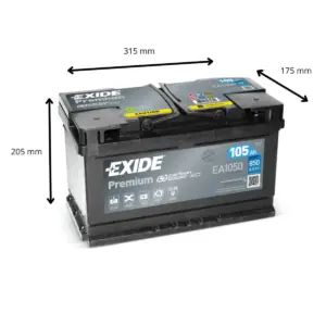 BATTERIE EXIDE PREMIUM EA1050 12V 105AH 850A – Image 2