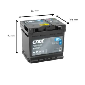 BATTERIE EXIDE PREMIUM EA530 12V 53AH 540A – Image 2