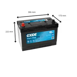 BATTERIE EXIDE START STOP EFB EL955 12V 95AH 800A – Image 2
