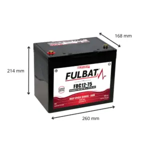 Batterie FULBAT FDC12-75 Deep Cycle AGM Carbone 12V 75Ah – Image 2