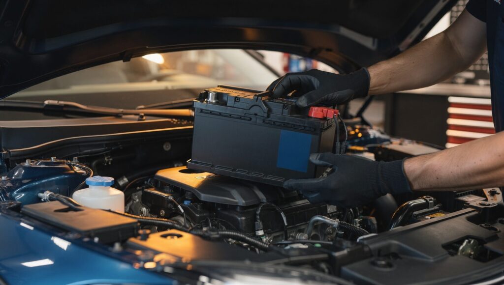 Installation d'une batterie auto